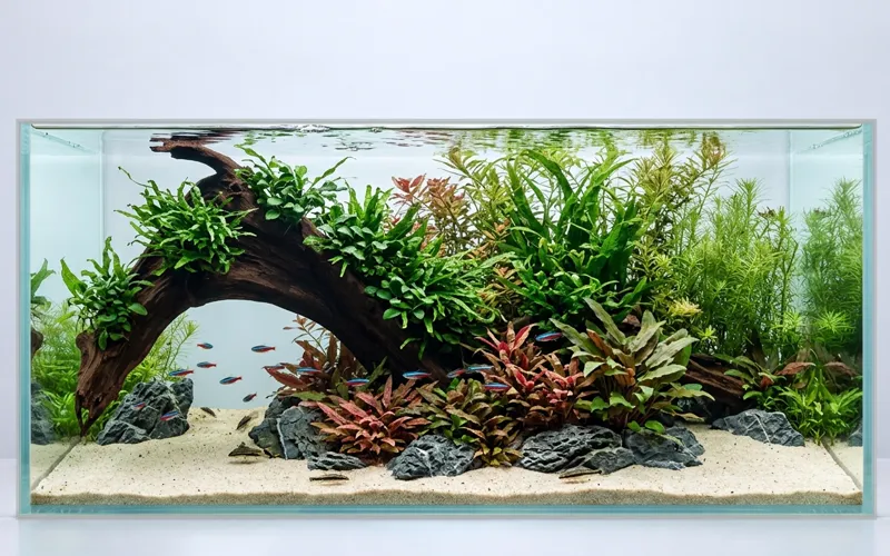 Aquascape skapat i Aquascape Studio med en verklig Tuskwood-rot