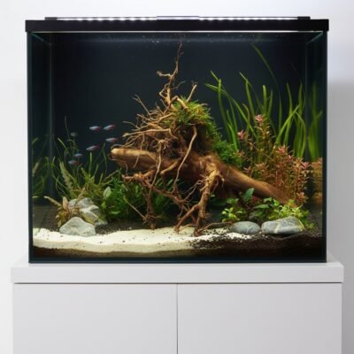 Aquascape-exempel med Tuskwood akvarierot äkta bogwood 63 cm P012619