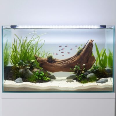 Aquascape-Beispiel mit Tuskwood Moorkienwurzel im Aquarium 35 cm P162619