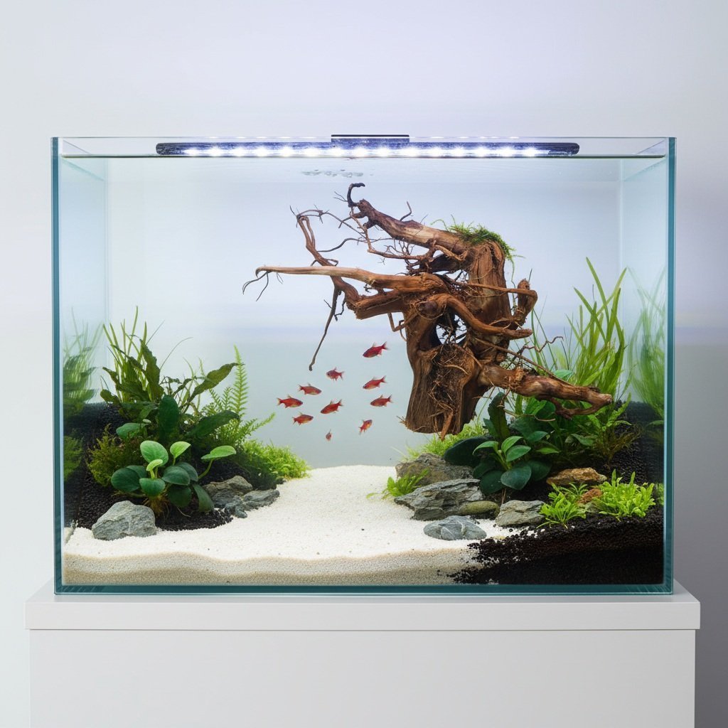 Aquascape-exempel med Tuskwood akvarierot äkta bogwood 34 cm P182619