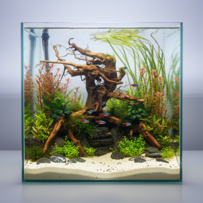 Aquascape-exempel med Tuskwood akvarierot äkta bogwood 34 cm P182619