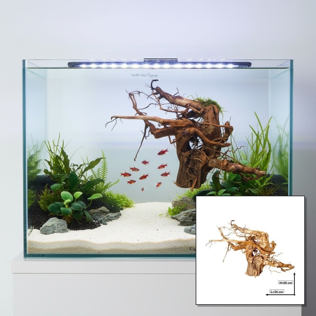 Tuskwood korzeń akwariowy WYSIWYG prawdziwe drewno bagienne 34 cm P182619 w kolażu aquascape