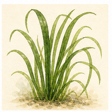 Watercolour illustration of Vallisneria americana 'Natans' as an aquarium plant.