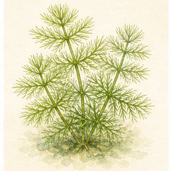 Watercolour illustration of Myriophyllum mattogrossense as an aquarium plant.