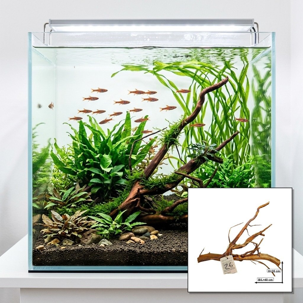 Tuskwood Aquarium-Dekoration WYSIWYG Echtes Bogwood Einzigartig 40 cm 26