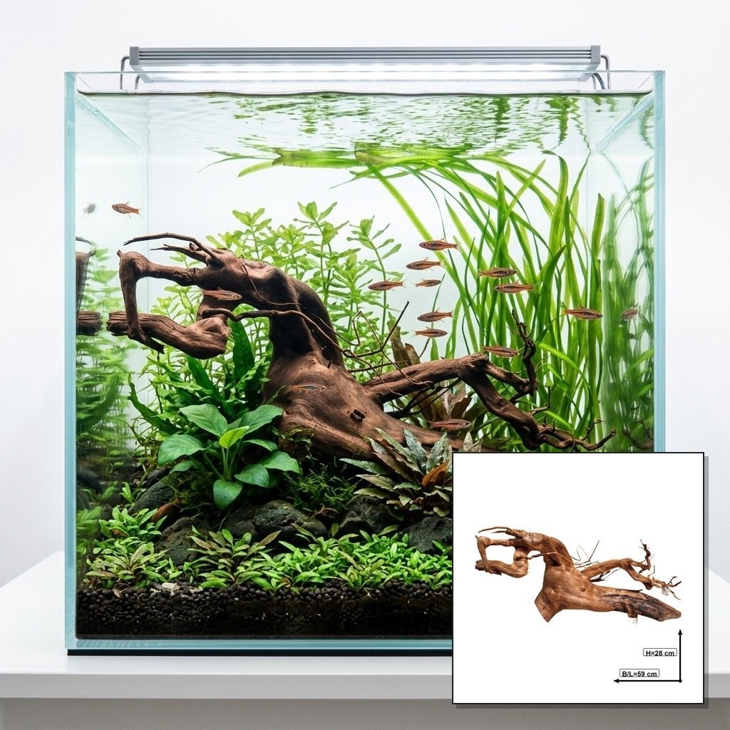 Tuskwood Aquarium-Zierholz WYSIWYG Echtes Bogwood Einzigartig 59 cm NrT17