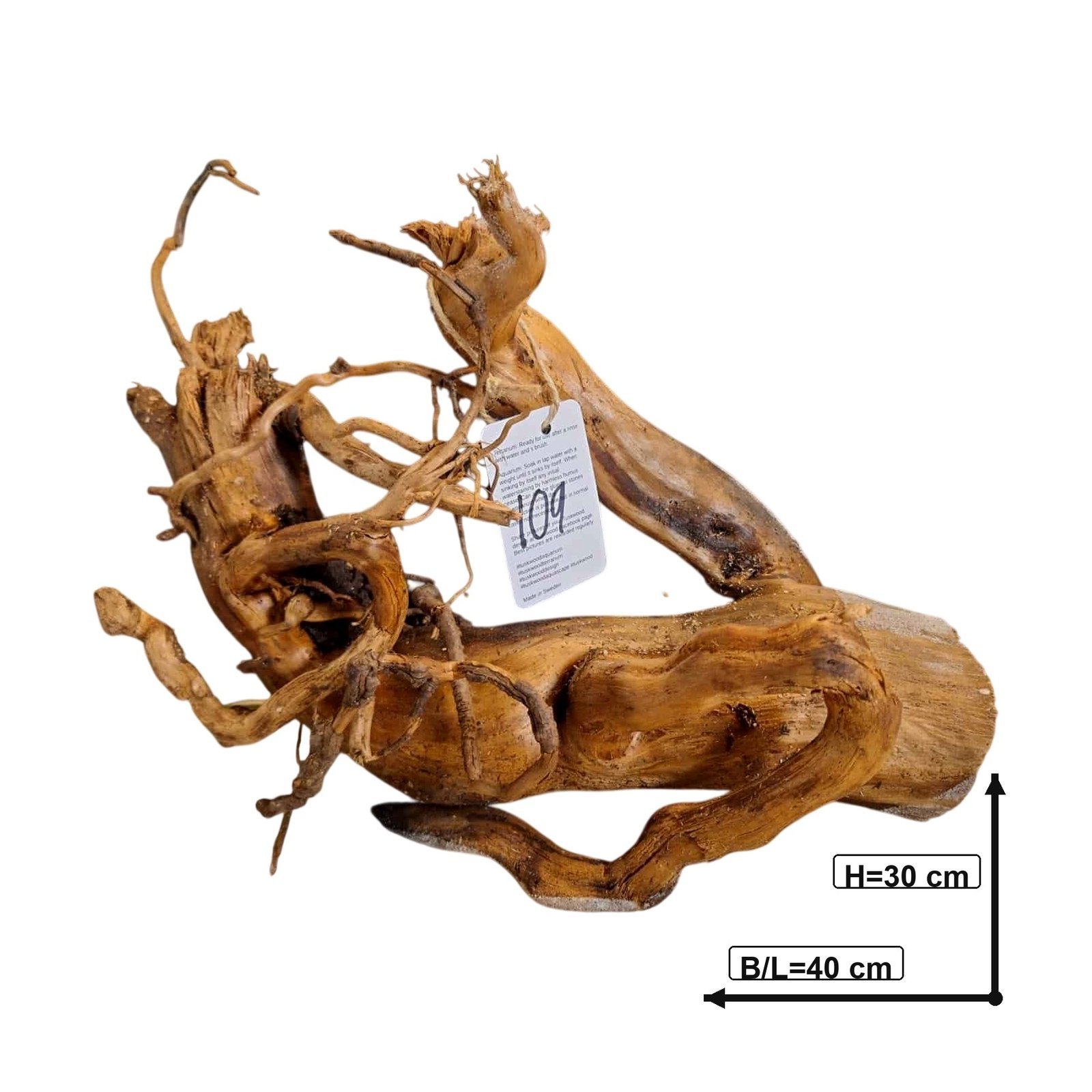 Tuskwood Akvarierot WYSIWYG Äkta Bogwood Unik 40 cm nr109A - Kuva 3