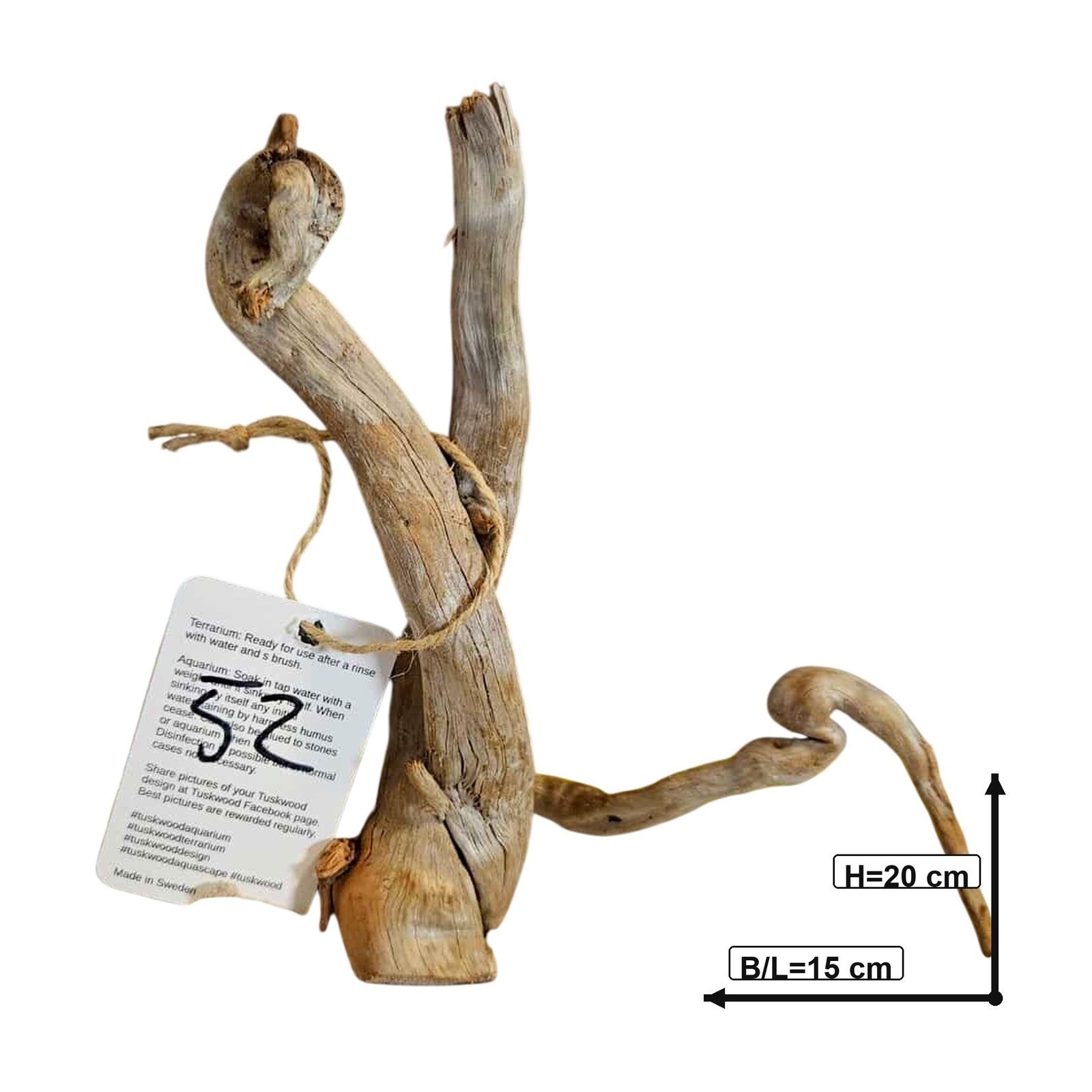 Tuskwood Akvarierot WYSIWYG Äkta Bogwood Unik 20 cm nr52 - obrazek 3