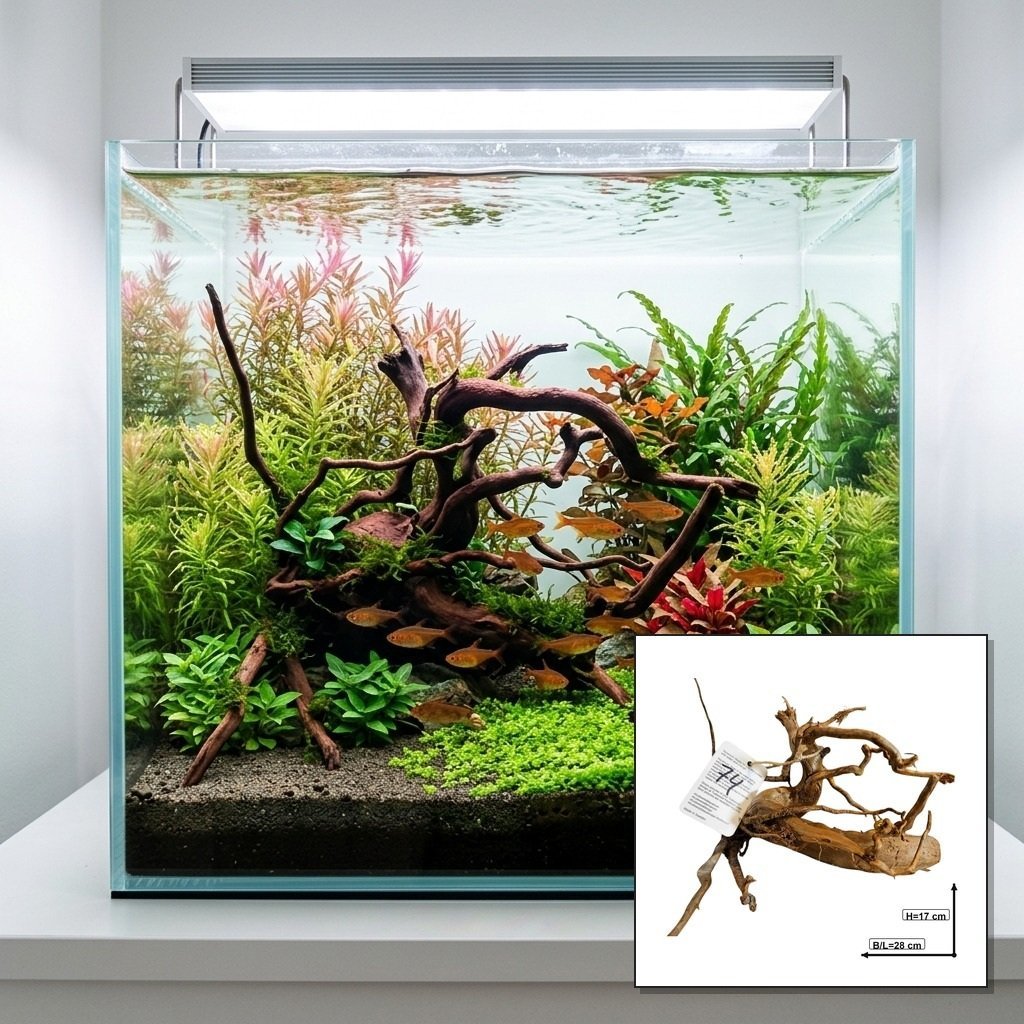 Tuskwood Akvarierot WYSIWYG Aito Bogwood Ainutlaatuinen 28 cm nro 74A
