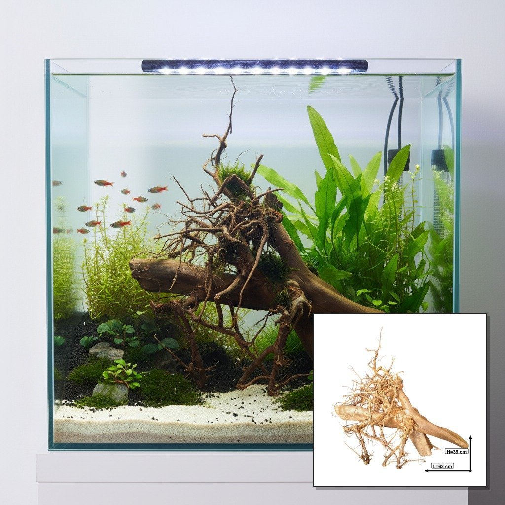 Tuskwood akvarierot WYSIWYG äkta bogwood 63 cm P012619 i aquascape-collage