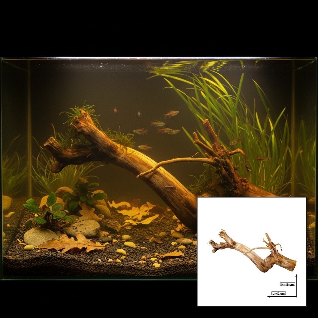 Tuskwood akvarierot WYSIWYG äkta bogwood 42 cm P092619 i aquascape-collage