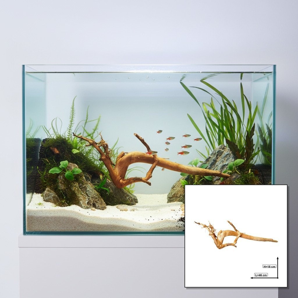 Tuskwood akvarierot WYSIWYG äkta bogwood 46 cm P132619 i aquascape-collage