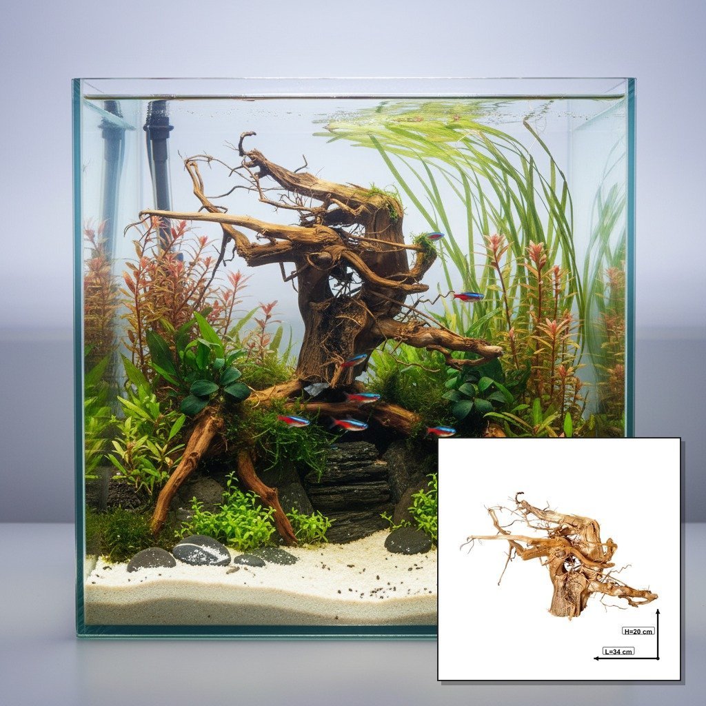 Tuskwood akvarierot WYSIWYG äkta bogwood 34 cm P182619 i aquascape-collage