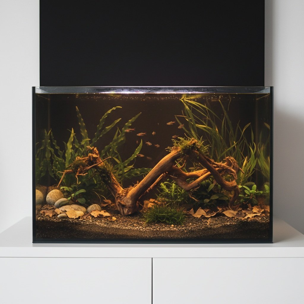 Aquascape-esimerkki: Tuskwoodin aidosta bogwood-puusta tehty akvaariojuuri, 63 cm, P272619.
