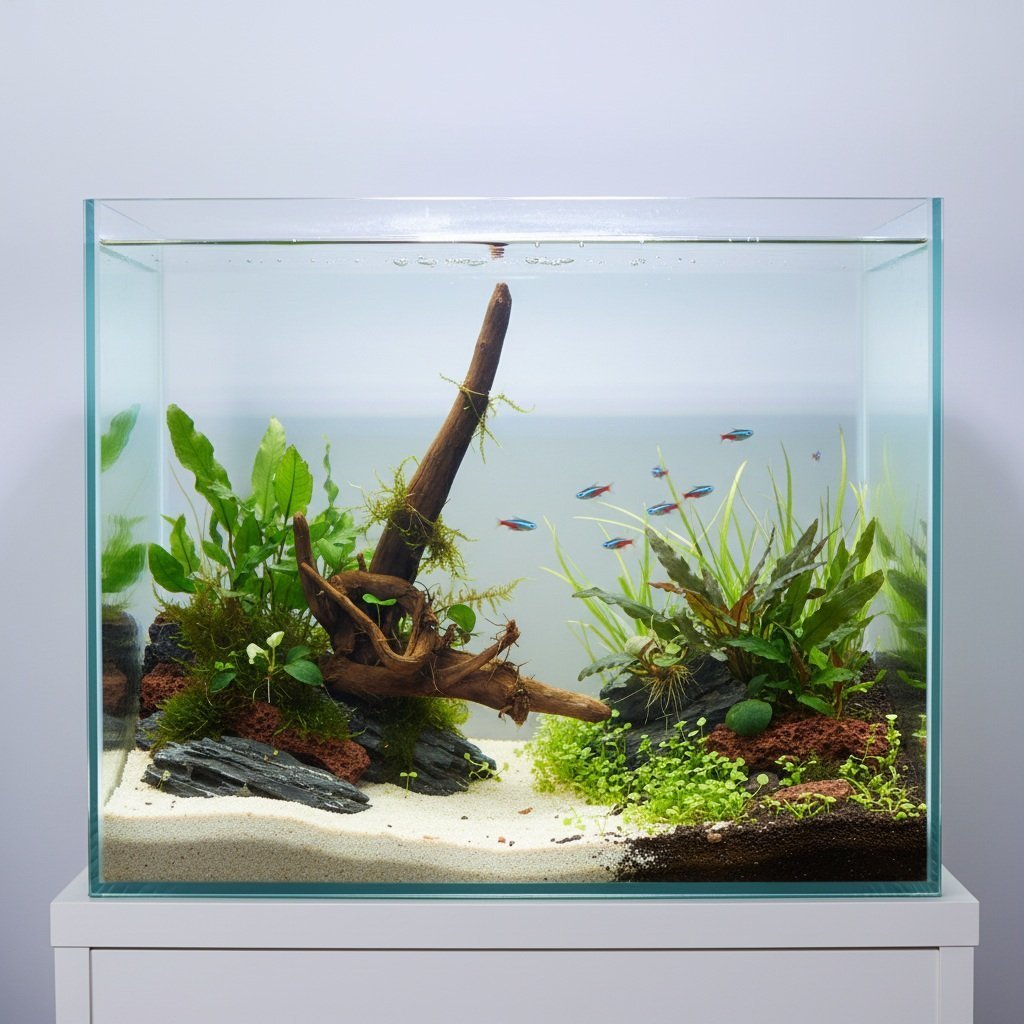 Aquascape-exempel med Tuskwood akvarierot äkta bogwood 39 cm P302619