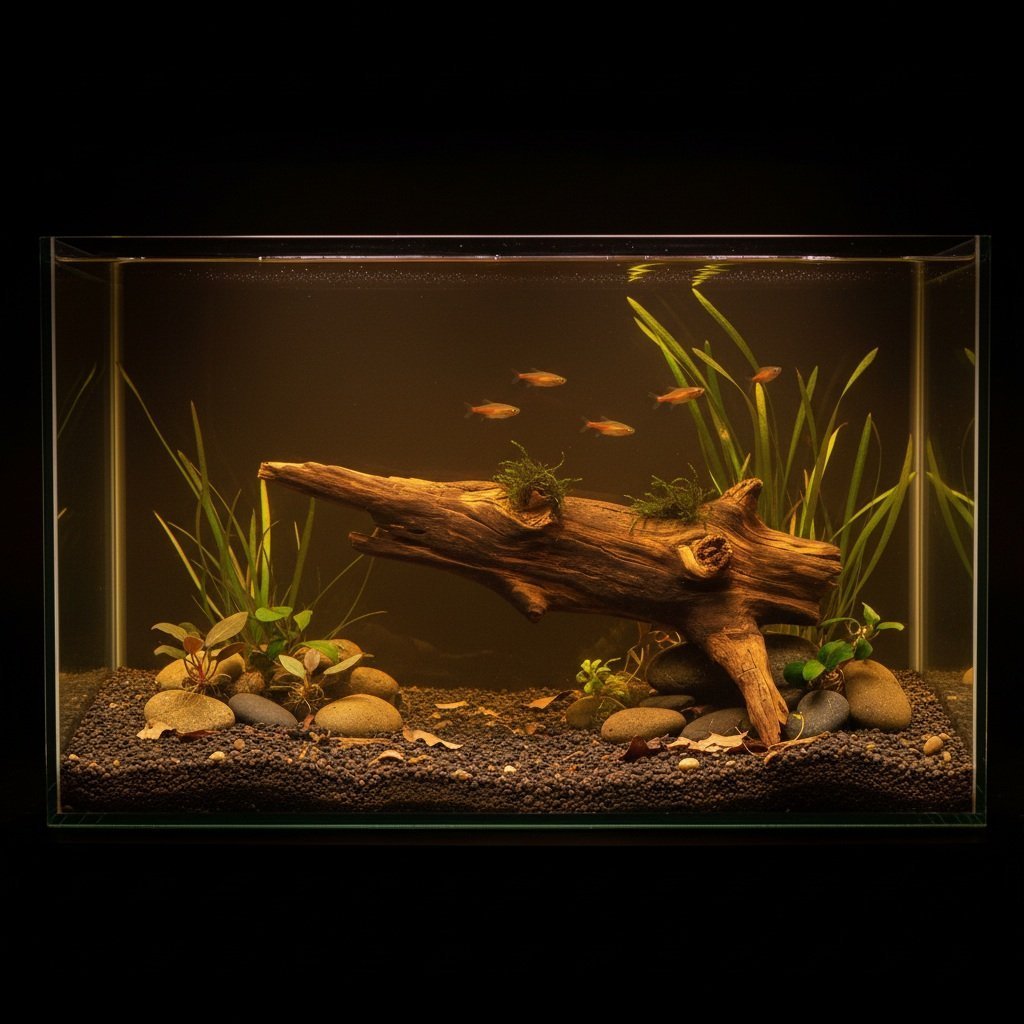 Aquascape-exempel med Tuskwood akvarierot äkta bogwood 57 cm P042619