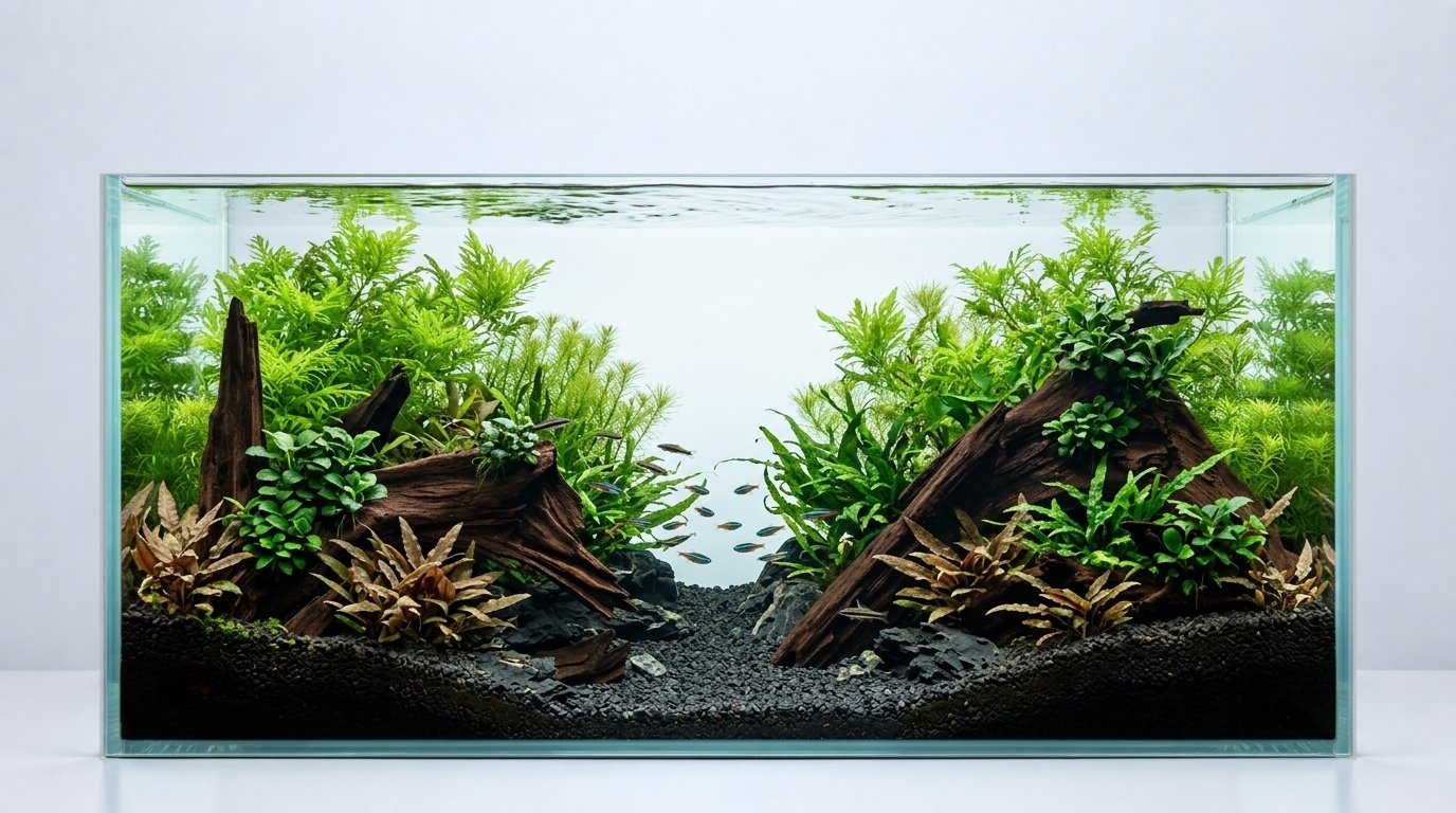 AI-inspiration · Flera produkter. Akvarium: 90 × 45 × 45 cm (bredd × djup × höjd). Rötter: P252619, P162619, P342623, P162623.