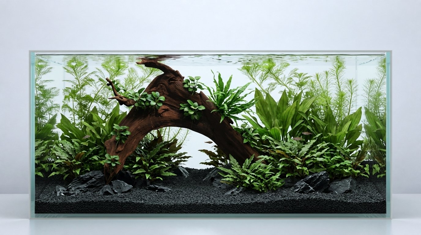 AI-inspiration. Akvarium: 90 × 45 × 45 cm (bredd × djup × höjd). Rötter: P342623.