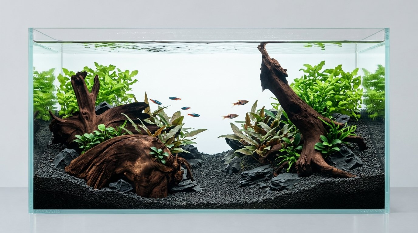 AI-inspiration · Flera produkter. Akvarium: 60 × 30 × 36 cm (bredd × djup × höjd). Rötter: P032618, P152619, P122621.