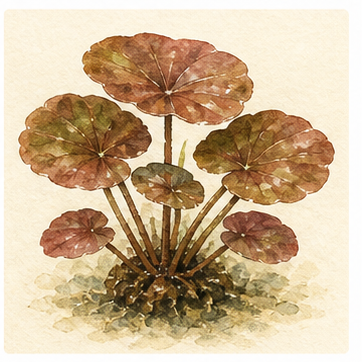 Akvarellillustration av Nymphaea lotus som akvarieväxt.