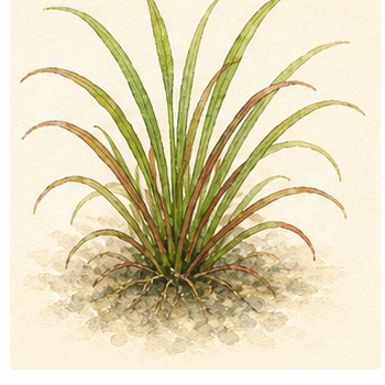 Akvarellillustration av Blyxa japonica som akvarieväxt.