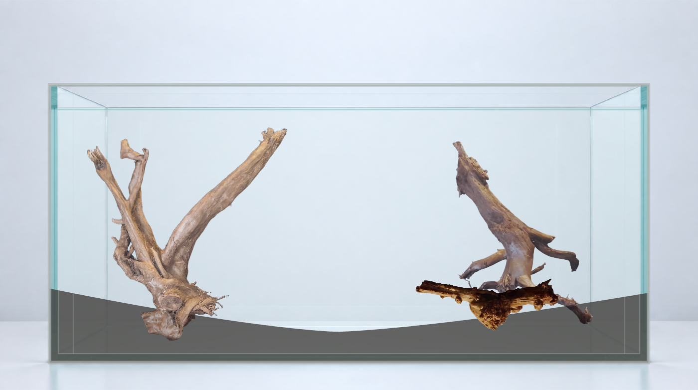 Juurisommittelu tekoälyn avulla · Useita tuotteita. Akvaario: 90 × 45 × 45 cm (leveys × syvyys × korkeus). Juuret: 042638, P122621, P152623.